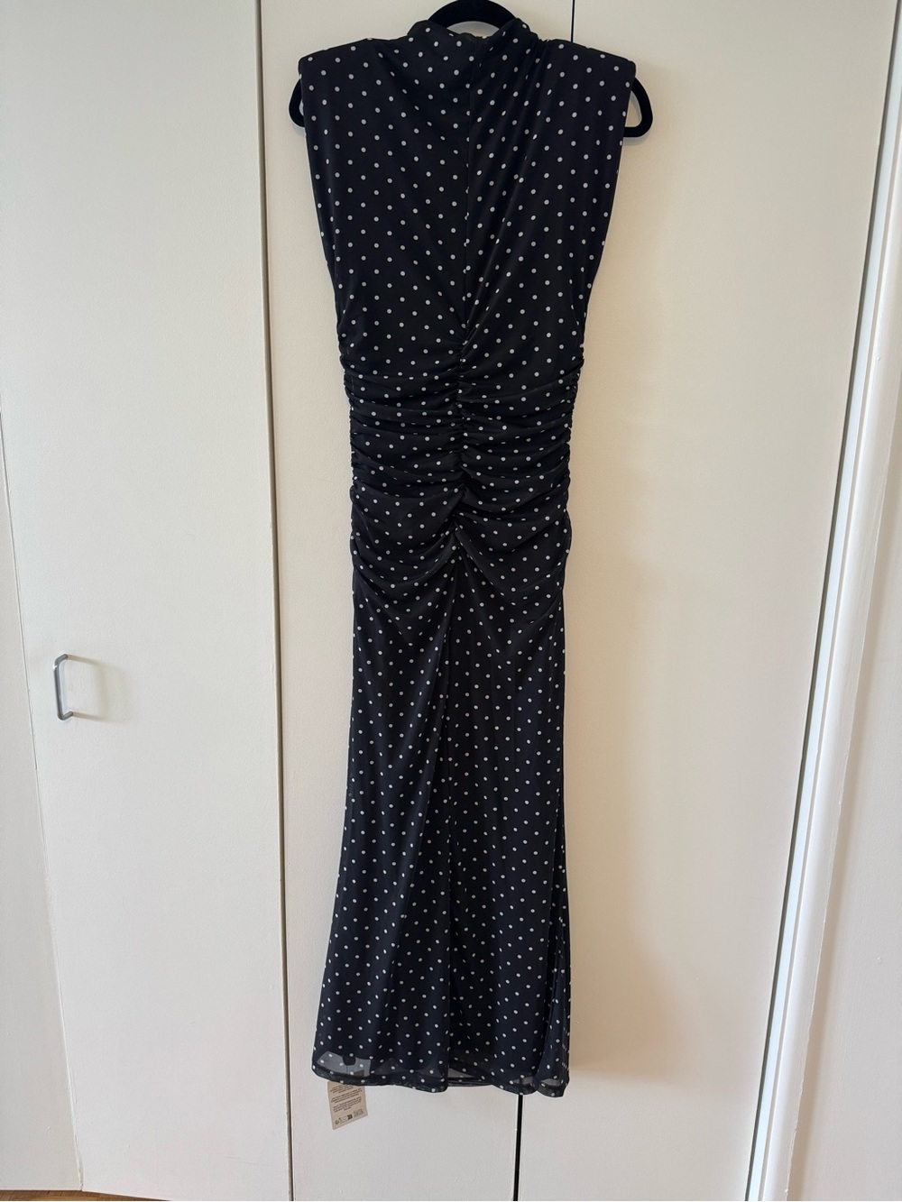 ASOS Black & White Polka Dot Ruched Maxi Dress Size 6 - Picture 3 of 5